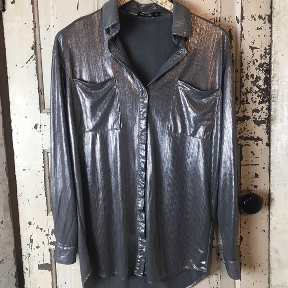 Nasty Gal Tops - Metallic nasty gal button up
